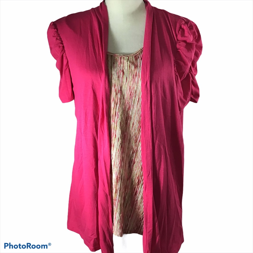 Notations Hot Pink Multistripe All In One Cardigan